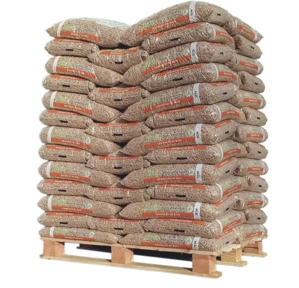 Granulés Moulin Bois Énergie 6 mm – 65 sacs de 15 kg (975 kg)